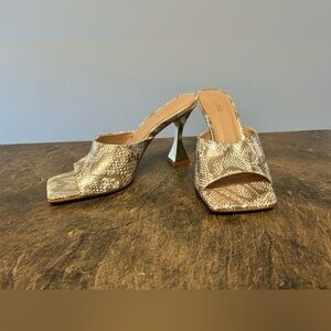 RARE Snakeskin Print Metallic Heels
